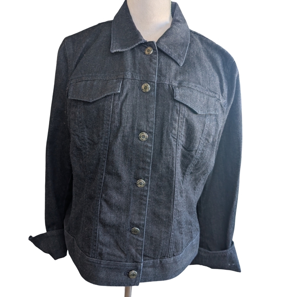 Talbots Dark Blue Jean Jacket Size 14 - Picture 8 of 13